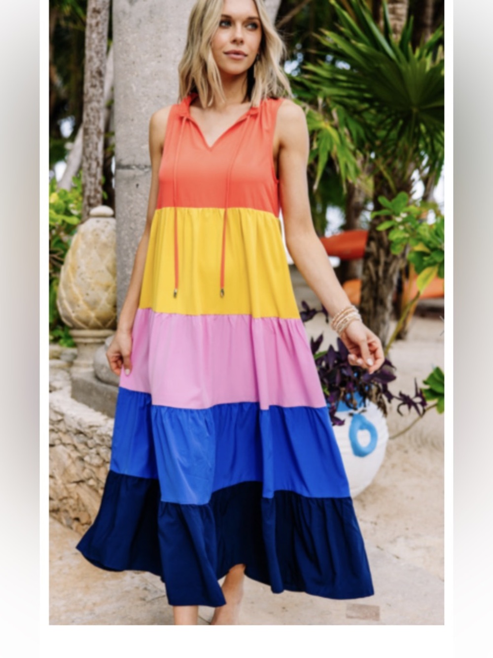 Entro Bright Ideas Orange Colorblock Maxi Dress